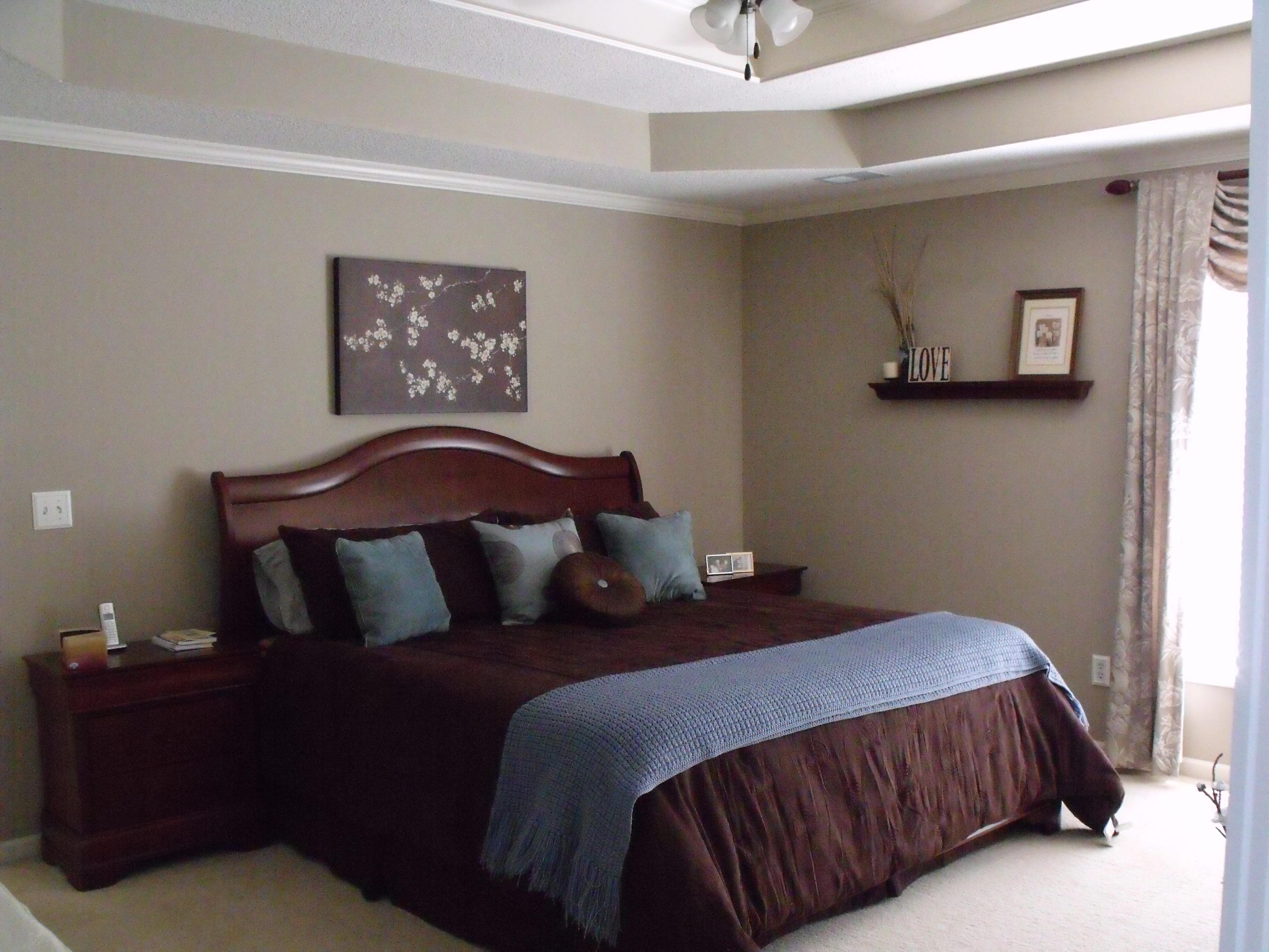Master Bedroom with Crown Molding, Cove Ceiling and Ceiling Fan